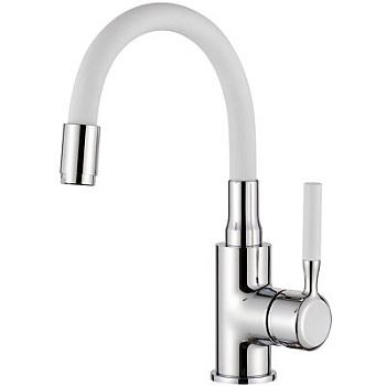 Смеситель L1399-3 для умывальника латунь силиконовый под гайку (белый) LEDEME 